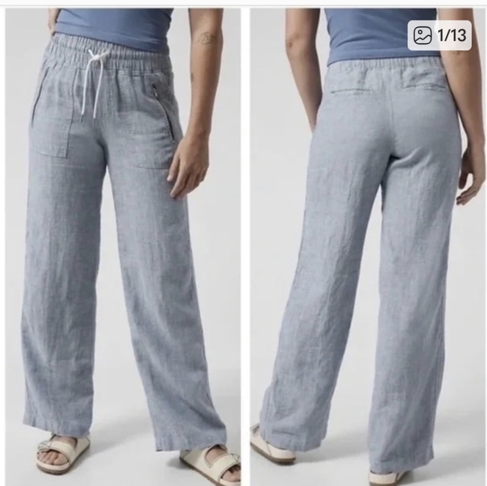 Athleta Linen Wide Leg Pants - Chambray